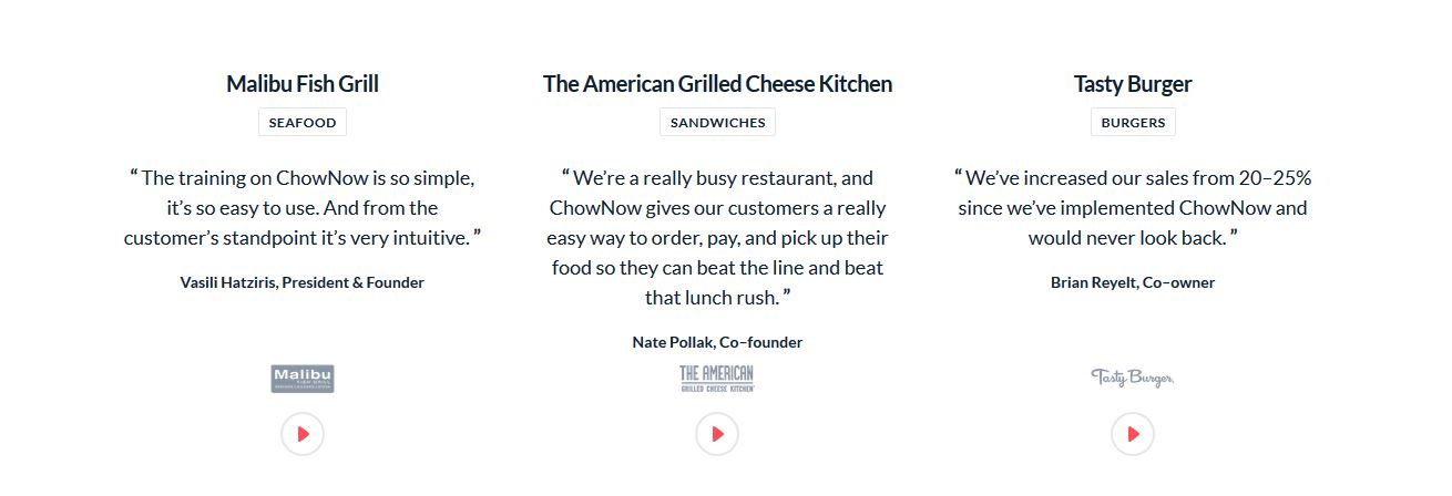 How to write a testimonial - chownow example 2